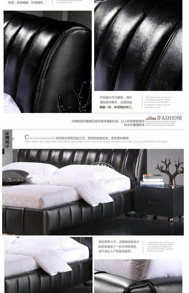 Giường da Mousse đơn giản Châu Âu hiện đại giường da chính phòng ngủ đôi rộng 2m rộng 2,2 mét chính thức cửa hàng giường ngủ 2.4 - Giường giường pallet