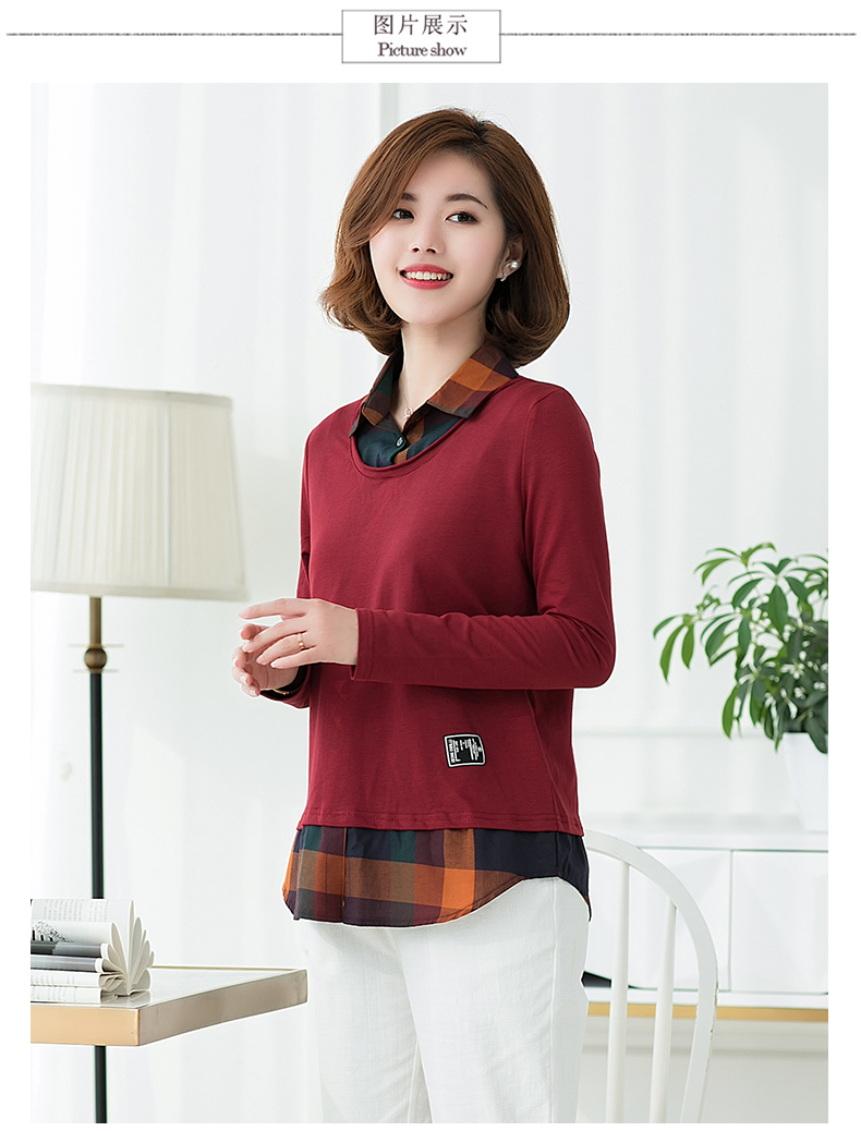 Áo sơ mi nữ trung niên và cổ điển 2018 mùa thu mới dành cho phụ nữ trung niên áo thun dài tay 40-50 tuổi mặc ngoài bằng cotton áo khoác phụ nữ lớn tuổi
