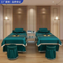 High-end luxury beauty bedspread four-piece summer Tencel solid color health pavilion ear-picking massage sheets and quilt cover customization