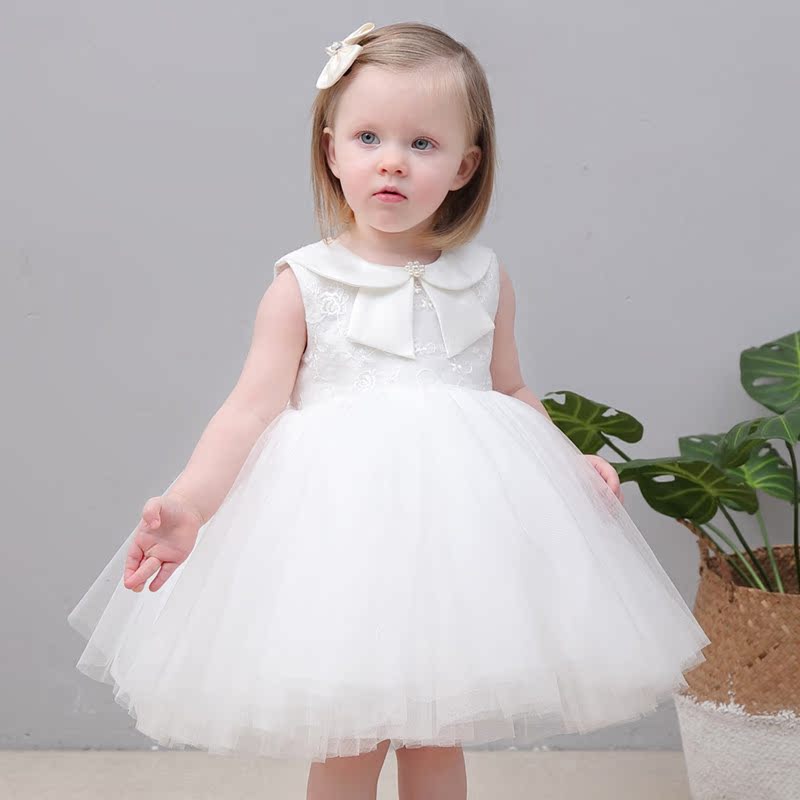 Baby Little Wedding Dress Woman Baby Week Old Dress White Yarn Dresses Super Fairy Wedding Flowers Children Dress Snap Birthday Dress