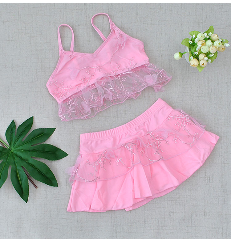 Đồ bơi trẻ em gái chia dễ thương công chúa ăn mặc mới ren kem chống nắng sinh viên mùa hè bộ đồ bơi bé gái tay dài