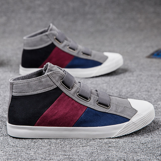 2023 Spring New Canvas Shoes Men's Korean Style Trendy Versatile Casual Shoes Plus Velvet Cotton Shoes Men's High Top Shoes