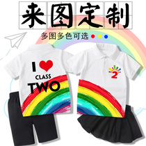  Kindergarten big class graduation uniform clothing customization Primary school sports meeting opening group polo shirt t-shirt suit