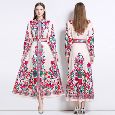 A very ethereal country-style, colorful, large-sized cardigan dress, a catwalk dress for socialite celebrities, and an exquisite dress