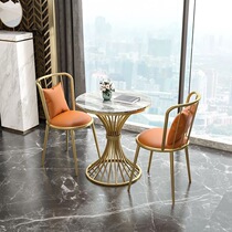 Light luxury slate negotiation dessert shop table and chair combination reception leisure milk tea shop three-piece balcony coffee table small round table