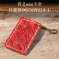 Tuyết thô handmade da mini bus card set key ring mini card mini set card leather leather leather card ví tiền