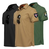 Summer outdoor quick-drying T-shirt mens lapel breathable sports short sleeve loose military fans tactical half-sleeve sweat polo shirt