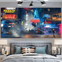  Oversized 3m night view hanging cloth ins background wall cloth Student dormitory bedroom decoration personality simple style tapestry