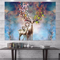 Three little flower deer background cloth ins hanging cloth Bedroom bedside decoration student dormitory wall cloth personality simple tapestry