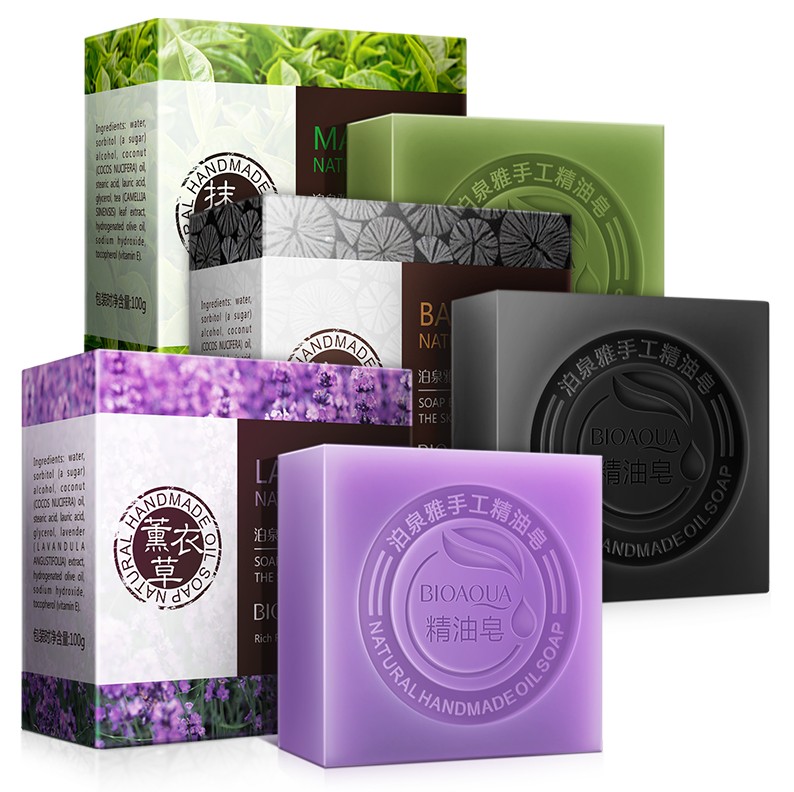泊泉雅竹炭皂抹茶皂薰衣草控油去黑头去角质3块手工精油皂洁面皂