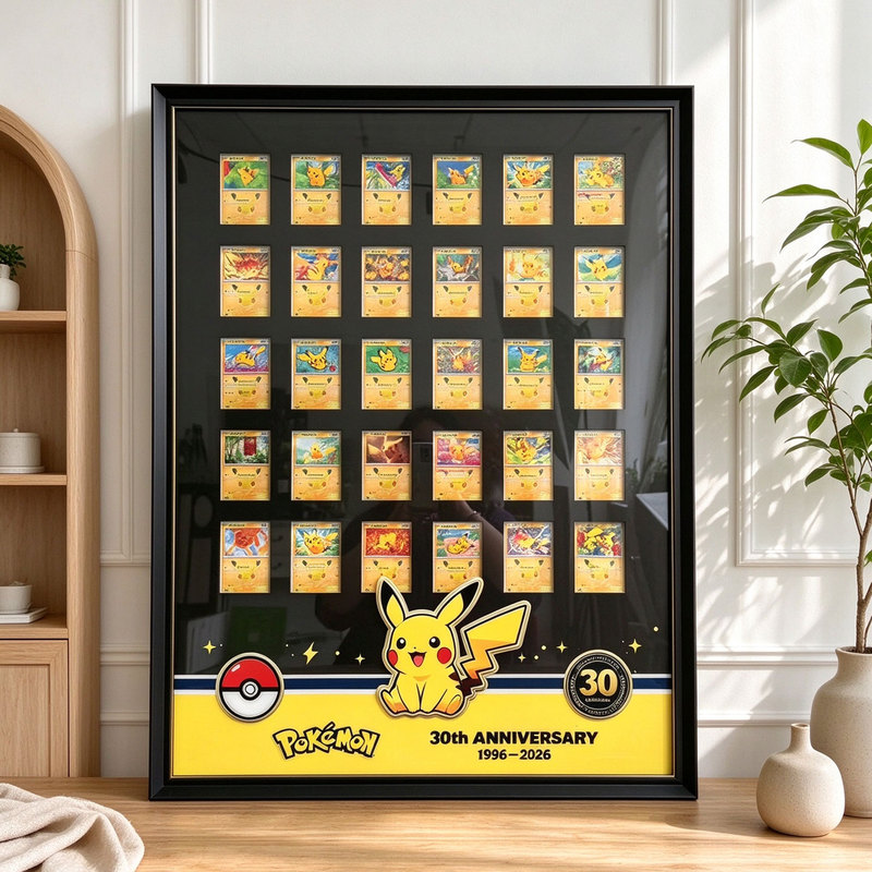 Pokémon Pikachu 30Th Anniversary Card Display Frame Ptcg Multi-Card Collection Photo Frame Player Desktop Wall Hanging