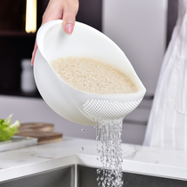 Creative kitchen amoy rice washing machine rice washing screen Household amoy rice basin Plastic drain basket artifact vegetable washing basket size and multi-function