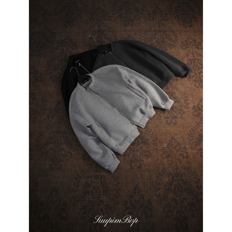 Air Layer Stretchy Minimalist Short Jacket for Men, Autumn Stand Collar Oversized Sports Sweatshirt, Zip-Up Baseball Jacket for Men