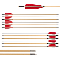 Bow and Arrow 8mm real feather Wood Arrow anti-bending straight Latin American hunting bow outdoor practice competition competitive shooting arrow branch