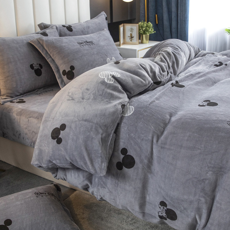 Winter custom double-sided thickened milk velvet duvet cover single warm coral velvet Crystal fluff velvet custom-made large duvet cover