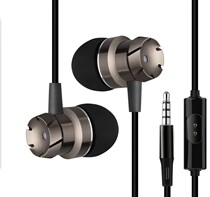 Bass-with wheat-snakeskin wire turbo metal in-ear crystal line subwoofer universal mobile phone headset