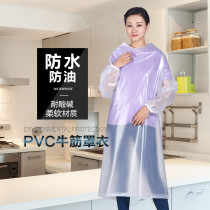 Adult male and female pvc transparent bib Anti-wear long sleeve hood Lengthened White Waterproof Food Factory Plastic Apron