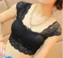Bên trong áo sơ mi nữ không có vành với miếng đệm ngực ren openwork hoa đồ lót ống hàng đầu quấn ngực một nửa vest V cổ áo - Ống áo ống