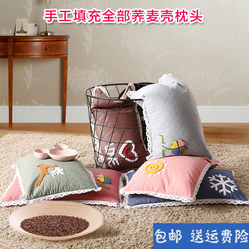 Korean-style pure buckwheat shell pillow pure cotton washed cloth sweet shell pillow adult cervical spine children help sleep healthy pillow core