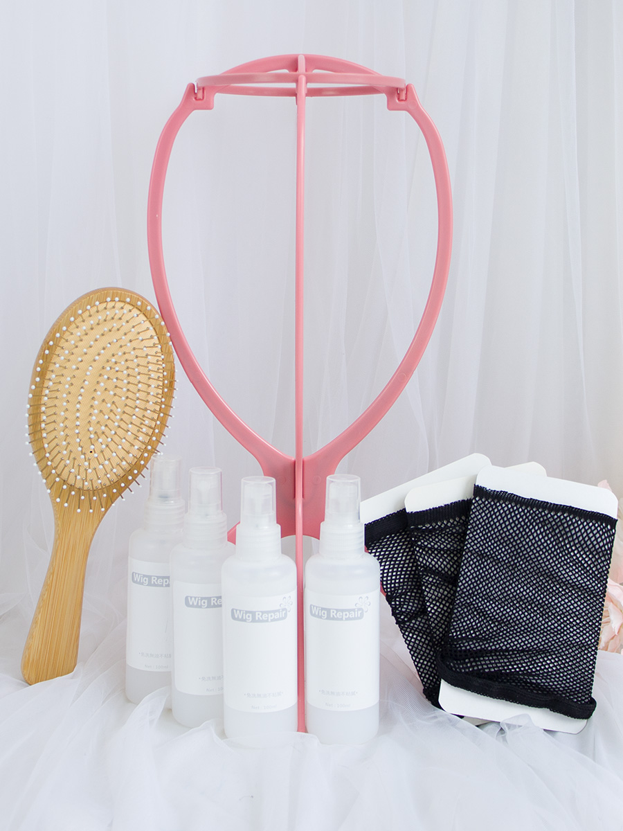 Wig care package bracket 1 100ml 4 bottles of care liquid Nanzhu big steel comb 1 black hair net 3