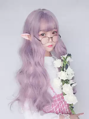 Thin Vine purple wig female Loita lolita two-dimensional cos Daily animation air bangs wave long curly hair