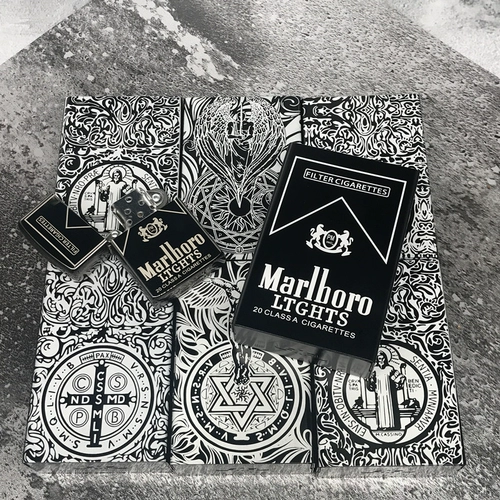 Черный портативный резной трендовый креативный металлический ультратонкий портсигар, алюминиевый сплав, 20 шт