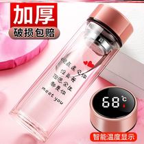 Lady Glass Cup 2021 New double layer filter Anti-collision water glass Summer ultra cute student cute girl tea cup