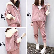  Pregnant womens autumn and winter suits fashion models go out foreign style two-piece sportswear casual net red tide hot mom personality autumn clothes