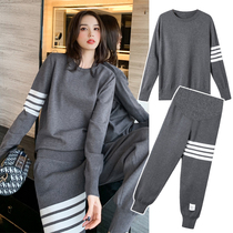 Pregnant Woman Spring Clothing Suit Han Edition Long Sleeve Spring Autumn Necropolis Clothing Loose Knit Fashion style sport Leisure out of two sets