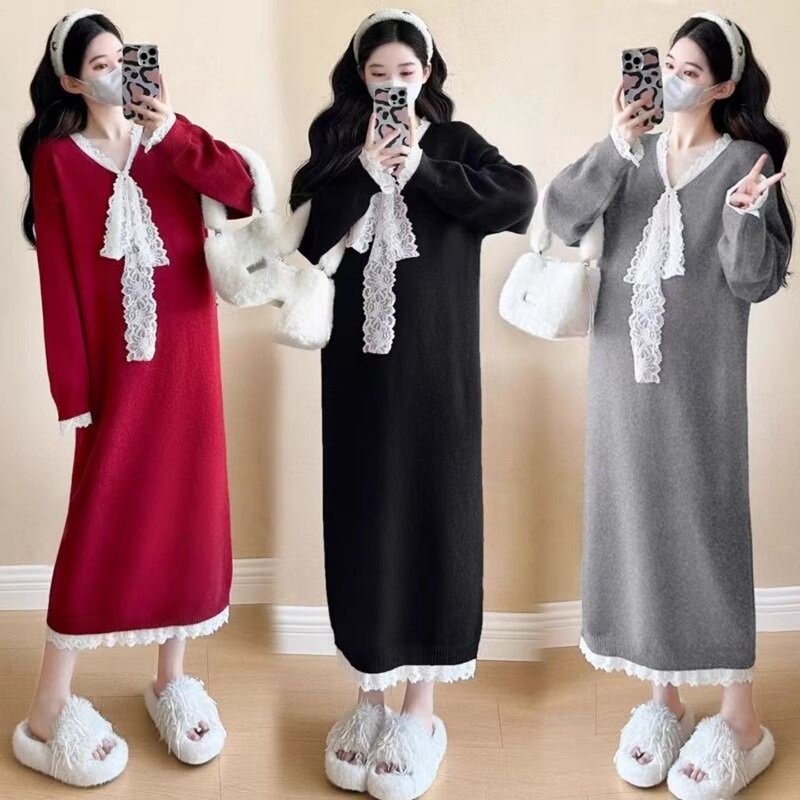 Plus Size Fat mm 100kg French-Style Fashionable Knitted Dress Autumn and Winter Loose Lazy Sweater Mid-Length Skirt Plus Size Fat mm 100kg French-Style Fashionable Knitted Dress Autumn and Winter Loose Lazy Sweater Mid-Length Skirt