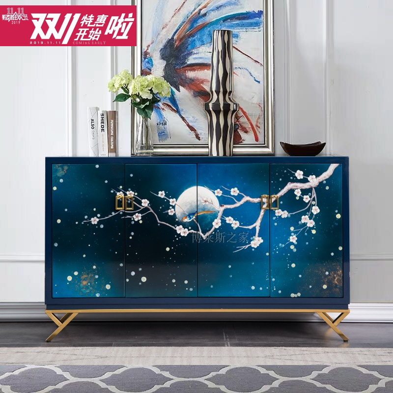 New Chinese dining cabinet light luxury porch cabinet entry into the home fantasy cabinet partition cabinet painted decorative cabinet stainless steel shoe cabinet