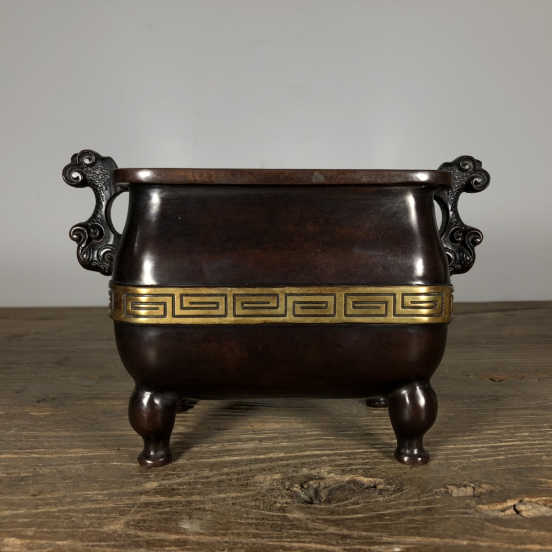 中国美術 明末清初 銅鎏金 麒麟 骨董品 香炉 貔貅　重さ663g 中国美術 明末清初 銅鎏金 麒麟 骨董品 香炉 貔貅 重さ663g（明