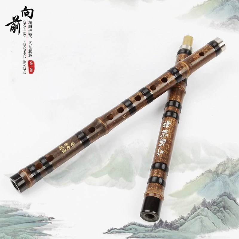 Nhạc cụ Xiangqian sáo trúc cao cấp hai khúc chuyên nghiệp sáo trúc tím thổi sáo bào ngư - Nhạc cụ dân tộc