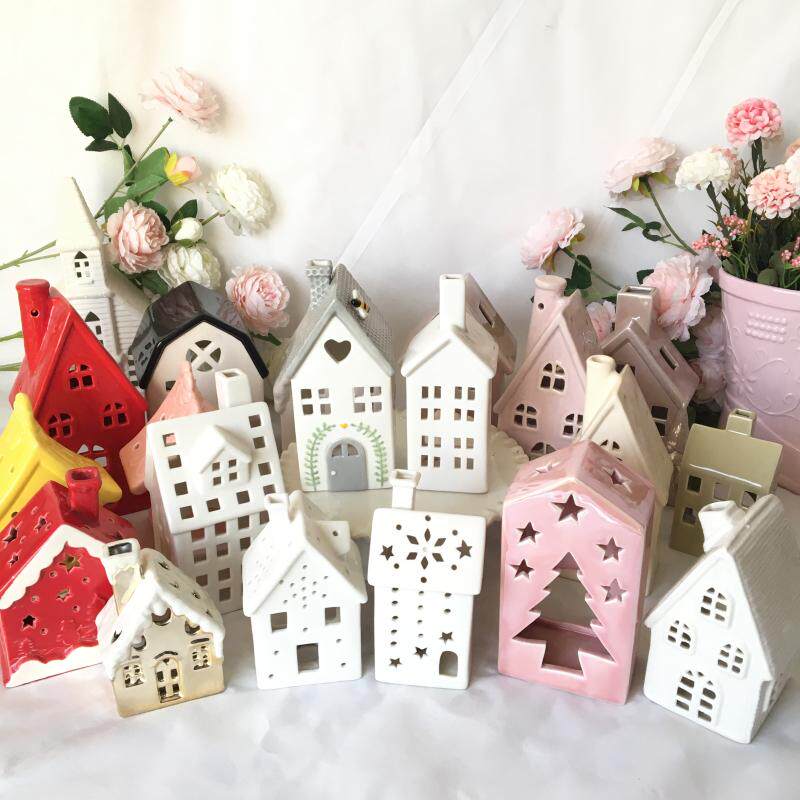 Simple Nordic American home ceramic house windproof lamp fish tank pet landscaping courtyard decoration decoration simulation scene