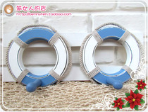 Mediterranean style blue-white wooden made old style lifestyle decoration hook hook student dorm decoration