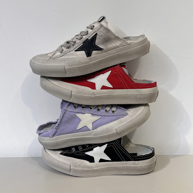 Dongdaemun Soft-Soled Soft-Surface Non-Tiring Canvas Breathable Star Dirty Shoes Baotou Slippers Women's Outer Wear Fashionable Sandals