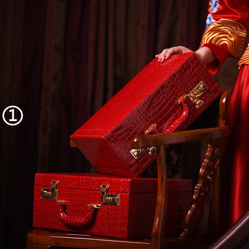 Chinese Wind Wedding Leather Suitcase Retro Red Bridal Escort Wedding Wedding Ceremony Suitcases Korean Version Check-in Suitcase