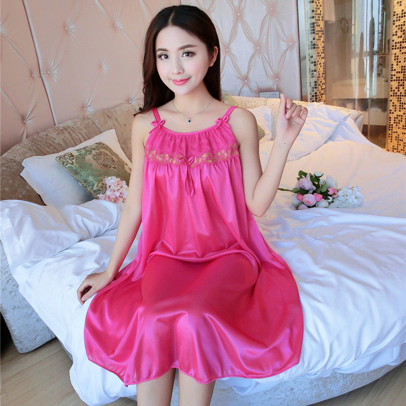 Home Suits Summer Sleeveless Ice Silk Sexy sleeping dress Lady Fat Mm Lady Sling Sleepwear Silk Summer Sleeping Dress