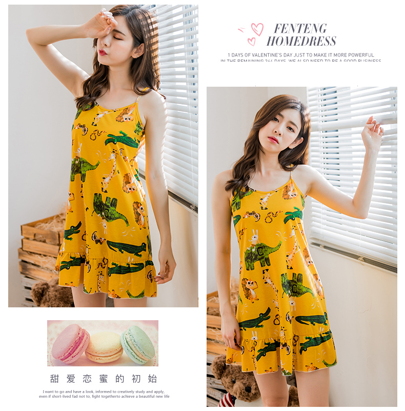 Bông cộng với phân bón XL mùa hè cotton không tay lỏng nightdress casual vòng cổ nữ mùa hè cotton 200 kg đồ ngủ