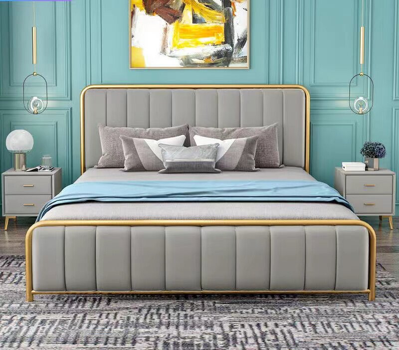 Light Extravagant Iron Art Bed Thickening Reinforcement Nordic High-end Ins Net Red Brief modern small family Type Double 1 5 Princess Bed-Taobao