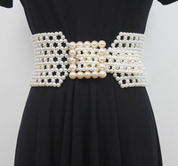Pearl belt women's decorative girdle with skirt Korean style suit simple and versatile pin buckle waist fashion accessory belt