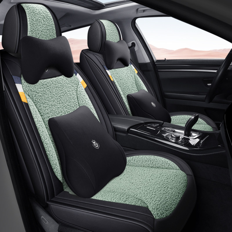Autumn and winter lamb velvet warm car Foss Honda Toyota Audi Haval cartoon fully surrounded car seat cover