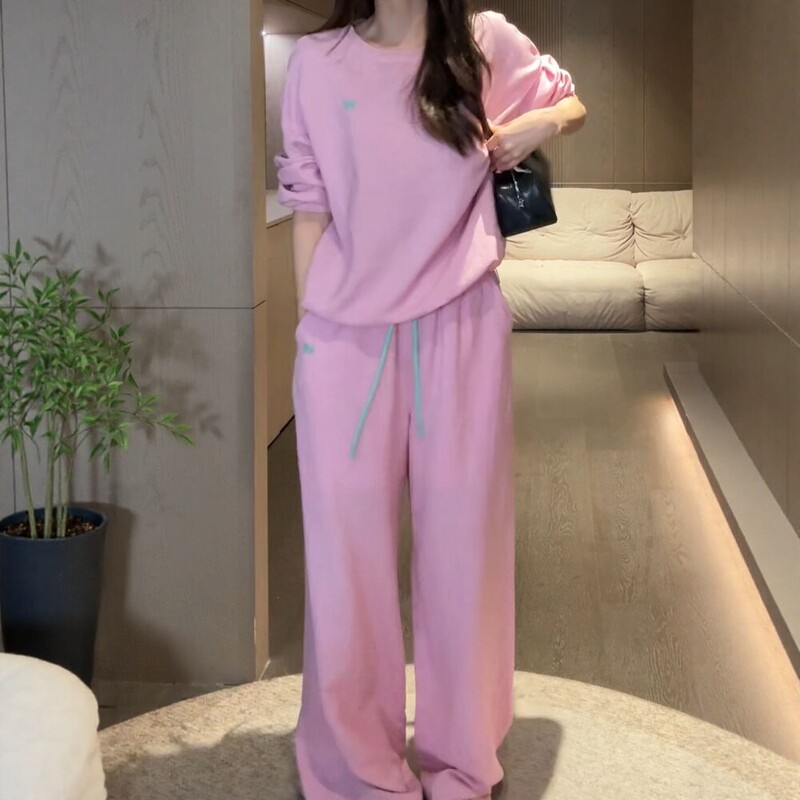 Li*H Li*Er Florida Summer Casual Solid Color Loose Long Pants Sweatshirt Shorts Set for Women High Quality