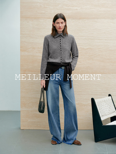 MM Mai Meng/Four Seasons B Vorbereitung Leichte Retro-Dekonstruktion Split Raw Edge Straight Jeans Einkaufszentrum Gleicher Stil 26 Frühling