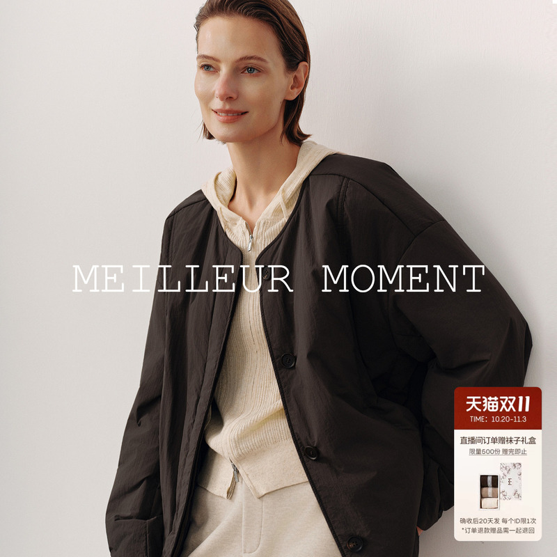 【Minimalist Cotton Jacket】Sun Qian Endorsement mm Mai Meng 100% Wool Short Coat Lightweight Cotton Jacket Winter 5Ha180931