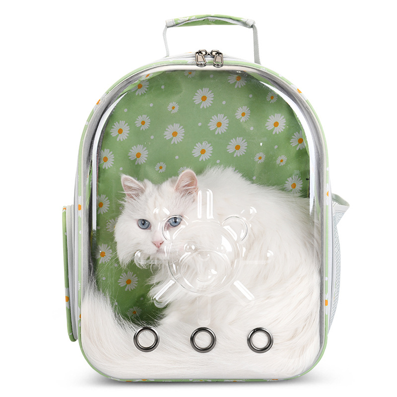 Source Factory Small Daisy Transparent Pet Bag Cat Bag Pet Space Bag Out of portable bag kitty supplies