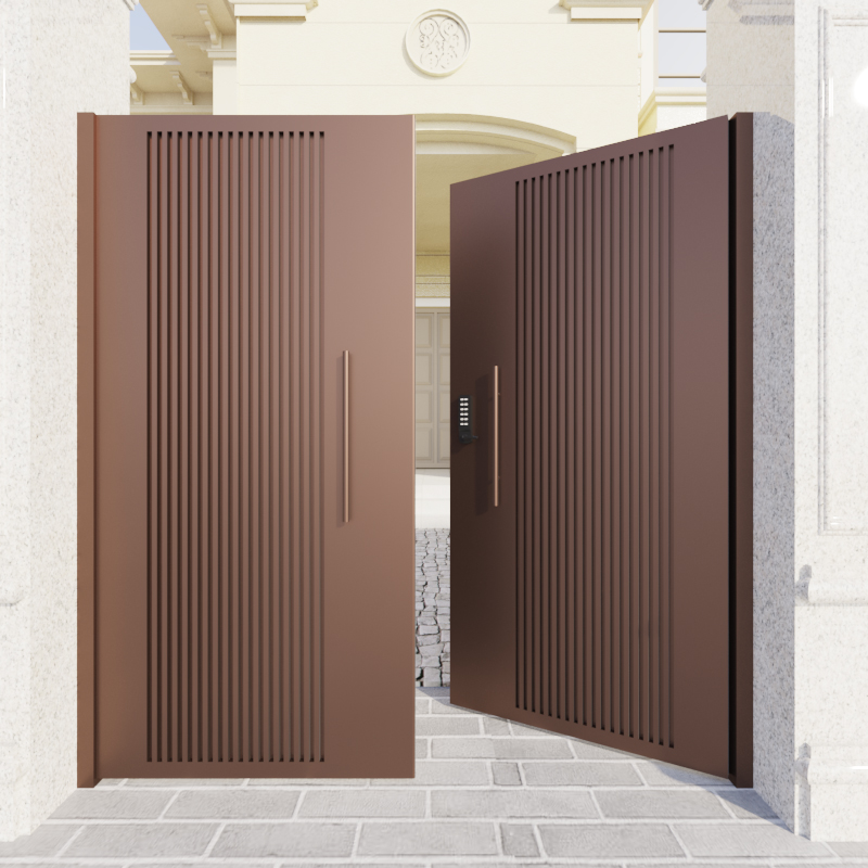 Home Zinc Steel Baking Varnish Patio Door Villa yard Portal Outer iron Art door Rural outdoor gate Minjuku Double door