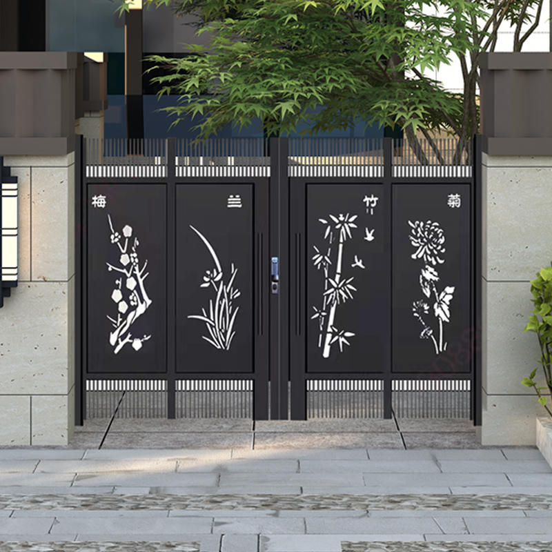 New Chinese Iron Art Courtyard Subdoor Villa Garden Iron Gate Outdoor Nursery School Gate Outdoor Zinc Steel Door
