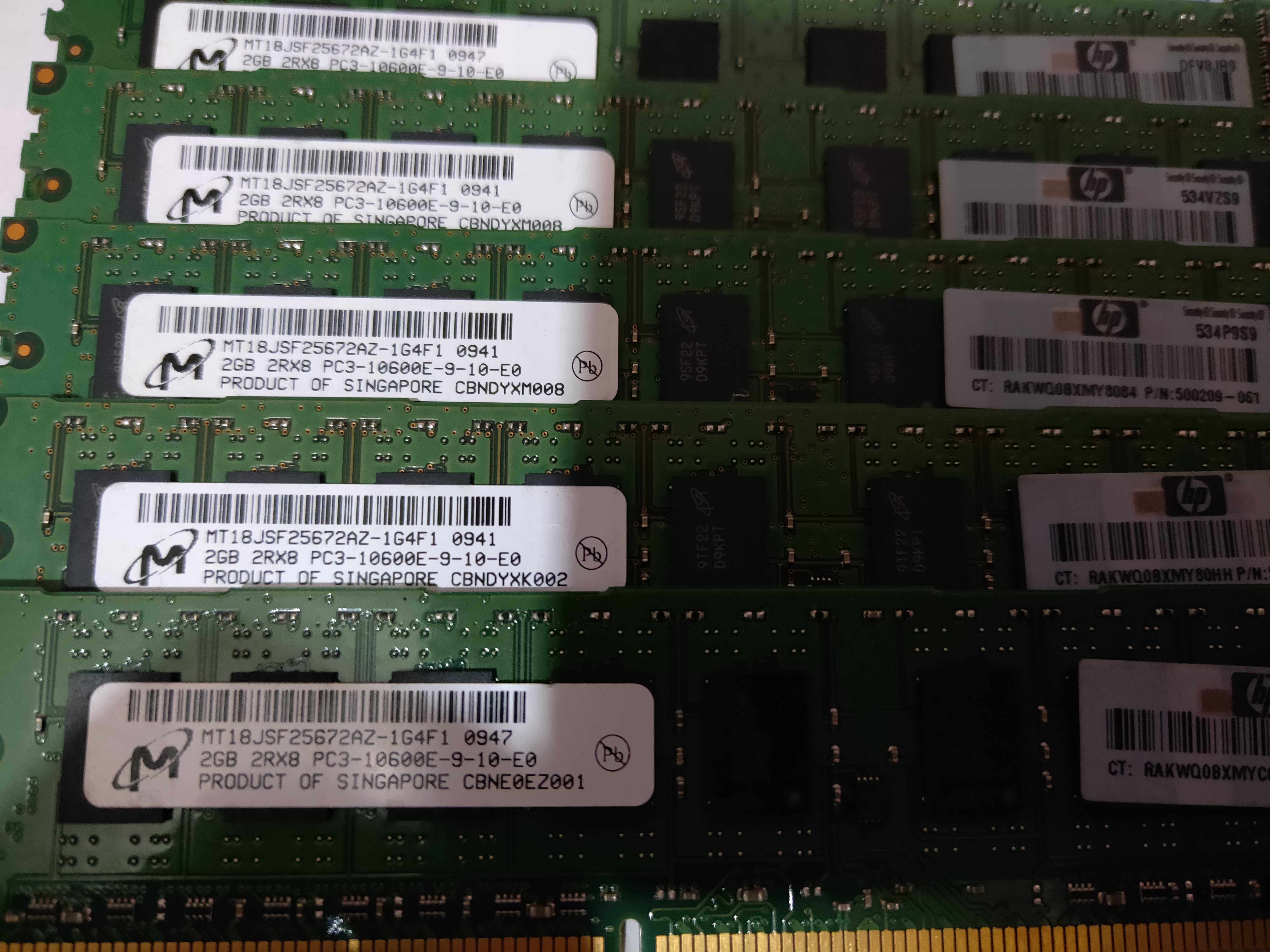 HP Samsung 2GB 2R* 8 PC3-10600E pure ECC memory 500209-061 DDR3 1333