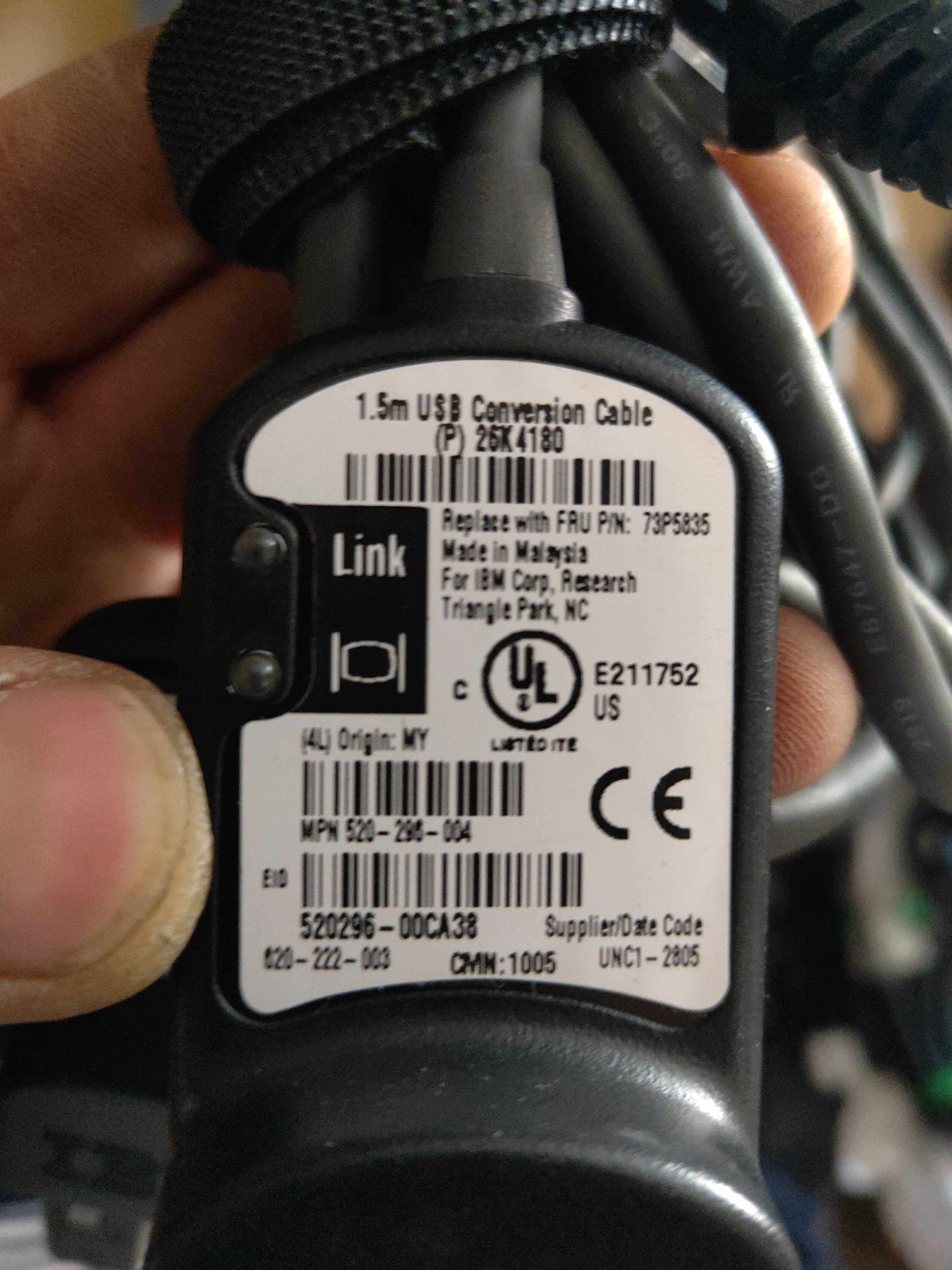 IBM Lenovo KVM Cable 26K4180 (USB KVM Cable Cat5 KVM switcher control line